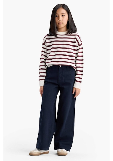 Defacto Kız Çocuk Standart Fit Bisiklet Yaka Kazak C6903a825aubr205 Bordo