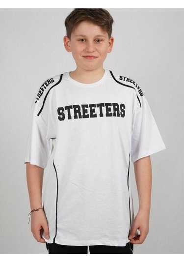 Çocuk Streeters Yazılı Pamuklu Oversize T-shirt-16015 Beyaz
