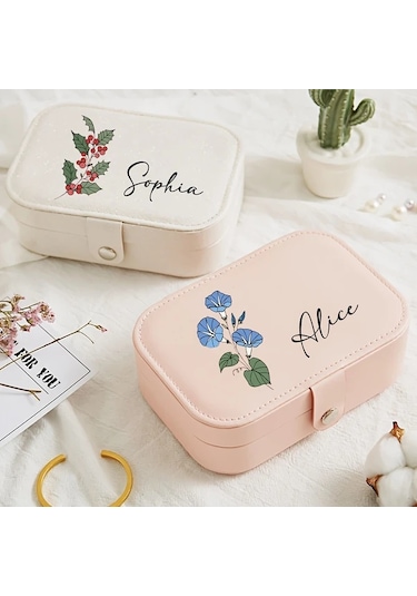 Willowhaven 1 Adet Kişiselleştirilmiş Takı Kutusu, Siyah Dikdörtgen Büyük Kapasiteli Yüzük Kutusu, July