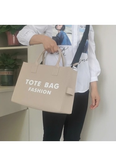 Fastbuy Awesomestore Kadın Kahverengi Keçe Çanta - Yumuşak Dayanıklı Siyah El Çantası Seyahat Kullanım Kahverengi kahverengi