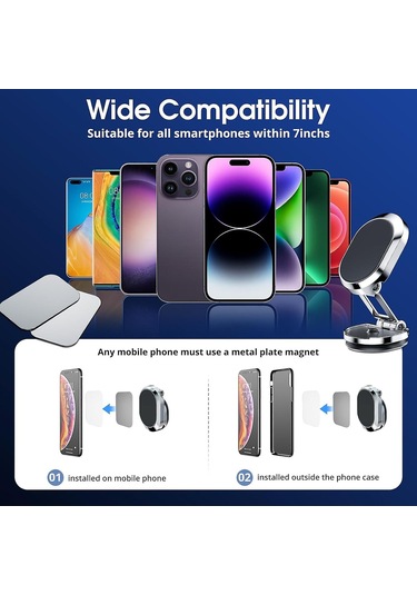 Araba İçin 360 Derece Dönebilen Manyetik Telefon Tutucu Süper Güçlü Mıknatıslı Manyetik Cep Telefonu Tutucu Tüm Telefonlar İçin