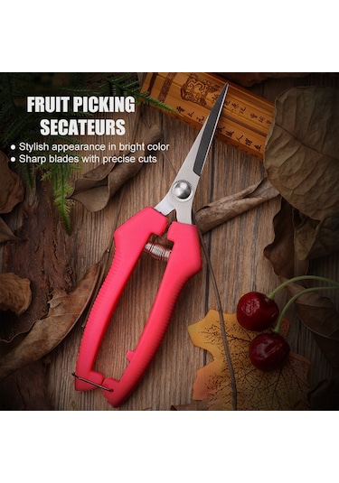 Youmex Büyük Boy Kırmızı Çelik Meyve/çiçek Kesici - Güçlü Yaylı Düz Uç, Bahçe Budama Ve Hasat Aracı