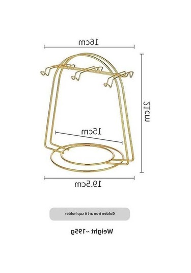 Besthome1 6 Bardaklı Retro Gümüş Renkli Demir Çelik Bardak Tutucu, Ev Café Kolay Kurulum Hafif Dayanıklı