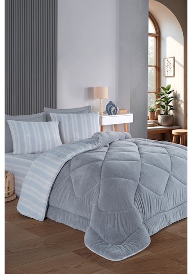 Wellsoft Yorgan Çift Kişilik Soft Line Gri Gri
