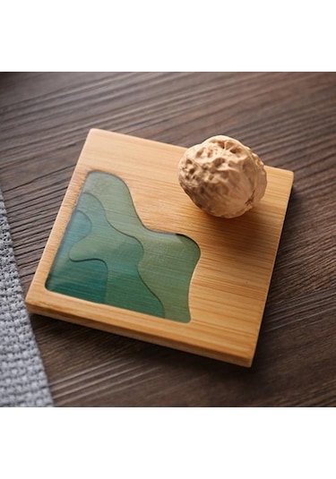 Epoksi Reçine Ped Peyzaj Şeffaf Bambu Yalıtım Tutucu Coaster Kupası Mat 1 Diğer