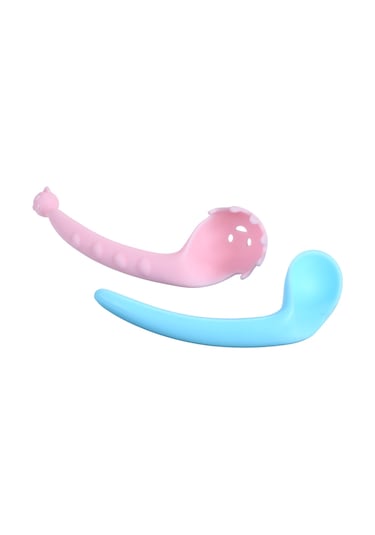 Moveevo Bebek Yemek Öğrenme Kaşığı, Eğilebilir, Noodle Spoon, 0-3 Yaş, Silikon-pp Malzeme, Depolama Kutusuyla, Mavi+pembe, 2 Adet Mavi - Pembe