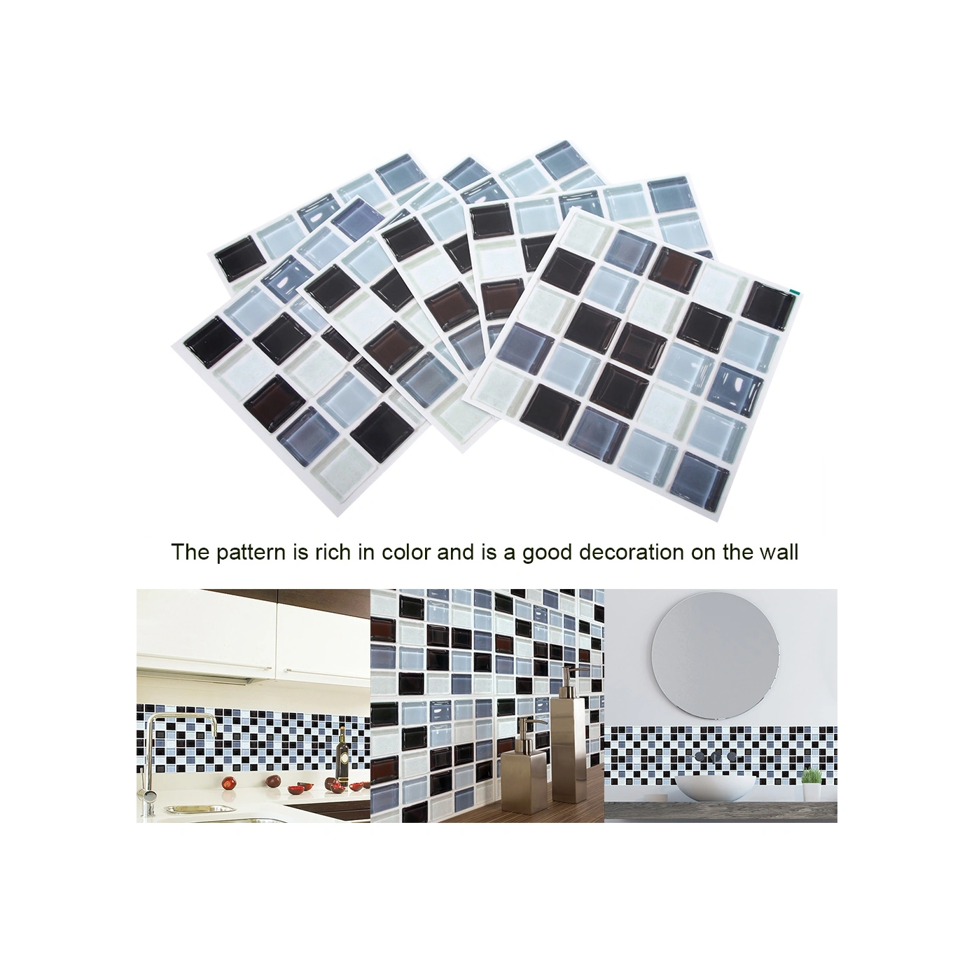 Hangfox Pvc Mosaik Duvar Sticker 3d: Otomatik Yapıştırıcı, Dayanıklı, Dekoratif - Banyo, Mutfak, Yatak Odası İçin 20x20cm Diğer