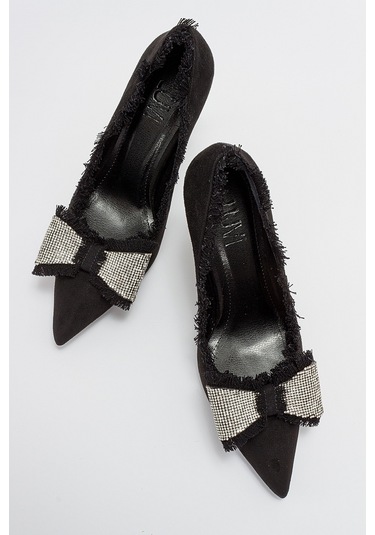 Luvishoes Vegas Siyah Süet Kadın Topuklu Ayakkabı Sıyah Suet