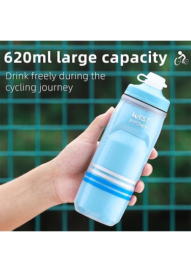 West Bıkıng Yp0721046 Spor Yalıtımlı Su Şişesi Bisiklet Sıkma Pp5 Su Kabı 620Ml Bpa Içermez Fda Sertifikası Yok - Beyaz