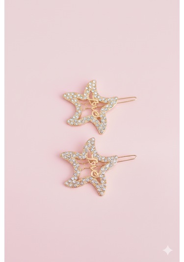 Love Modelli Metal Toka, Metal Klipsli Love Toka 2 Adet Altın