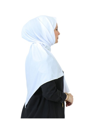 Şal Zarif Başörtüsü Eşarp Tesettür Giyim Uzun Abiyelik Beyaz