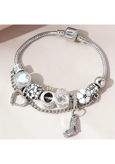 Worldshop Kristal Şık Stiletto Topuklu Charmlı Bileklik