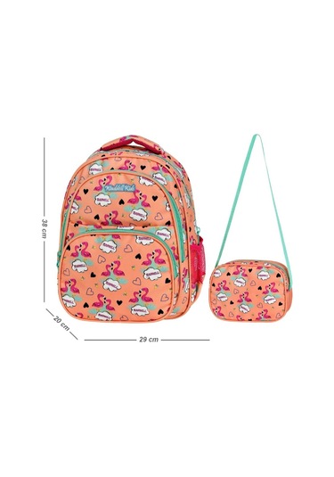 Waddell Turuncu Flamingo Somon Kız Çocuk İlkokul Çantası ve Besle