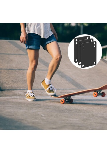 10 Adet 3 Mm Yükseltici Şok Pedleri Kaykay Şok Pedleri Yumuşak Longboard Siyah