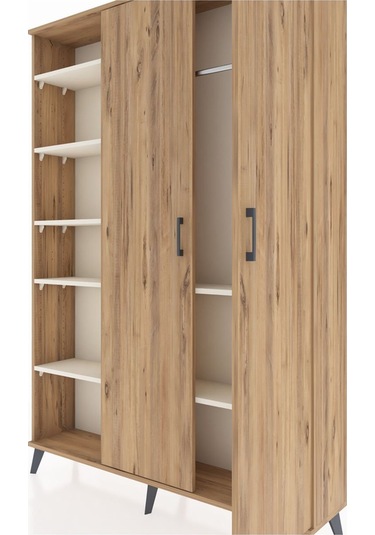 Arges Dolap 7 Raflı 2 Kapaklı Tek Askılı 132x30x195 Çam-çam/a... Çam