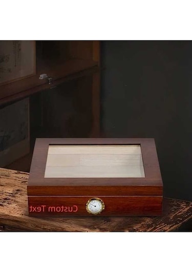 Besthome1 Fochsia Eski Renk Özel Yazılı Şeffaf Kapaklı Kaliteli Ahşam Puro Kutusu Kesici Çakmak Hediyeli