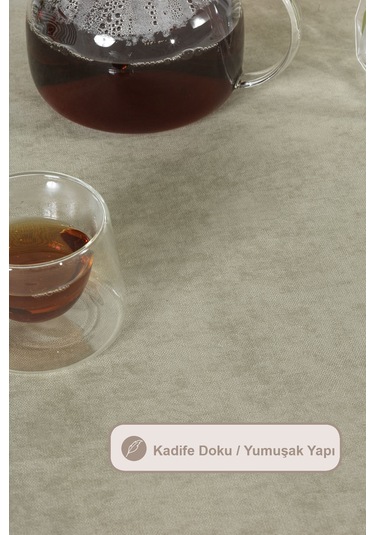 Elart Soft Masa Örtüsü Kadife Dikdörtgen 150x220 Cm Adaçayı Adaçayı