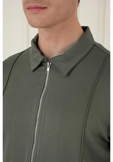Efor Slim Fit Fermuarlı Yan Cep Mevsimlik Casual Haki Mont Mt 174 Haki