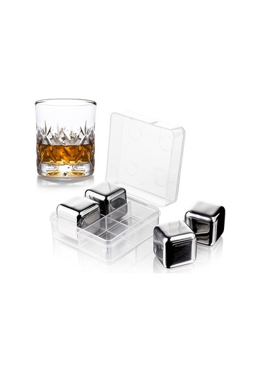 Vacu Vin Viski Taşları 4 Parça - Kutulu - Gri