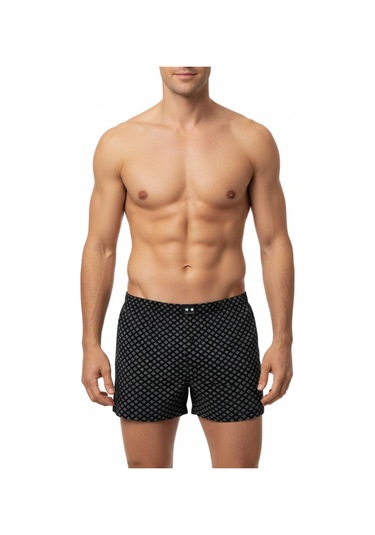 Erkek Penye Baskı Desenli Boxer Bgl-st05010 Siyah