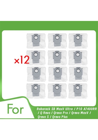 Crackedice Roborock S8 Maxv Ultra / P10 A7400rr / Q Revo İçin 12 Adet Toz Torbası