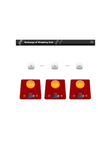 Monyee Kırmızı Dokunmatik Ekranlı Lcd Işıklı Mutfak Terazi - 5kg Hassaslık, Çok Fonksiyonlu G/oz/lb , Otomatik Kapatma, Cam Yüzeyli Tarım Ve Pastane Terazisi Kırmızı