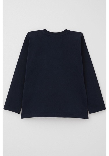 Breeze Erkek Bebek Uzun Kollu Tişört Cep Detaylı Cool Yazı Armalı 9 Ay-3 Yaş, Lacivert Lacivert