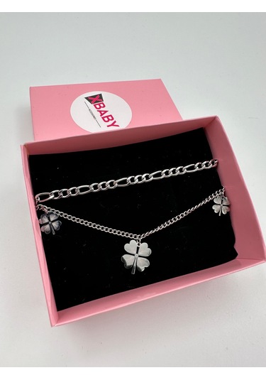 Xbaby Üç Yonca Şekilli Gümüş Renk Çelik Bileklik Gümüş