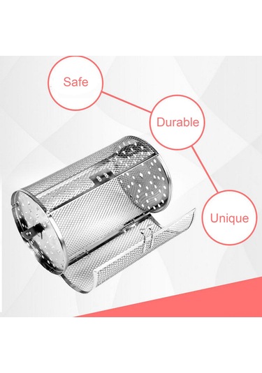 Neevoyu Fırın Uyumlu Paslanmaz Çelik Döner Kavurma Kafesi - Fıstık, Fındık, Kestane, Kuruyemiş Pişirme Aleti 18x12cm Diğer