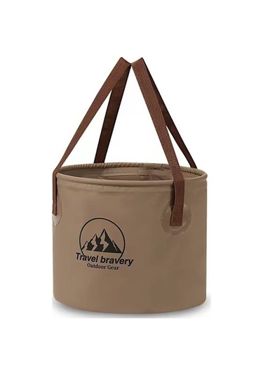 Açık Hava Kamp Piknik Büyük Kapasiteli Çok Amaçlı Taşınabilir Katlanır Depolama Kovası 10 Litre Kahverengi Kahverengi
