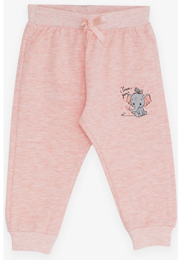 Breeze Kız Bebek Eşofman Altı Bebek Fil Baskılı 6 Ay-2 Yaş, Somon Melanj