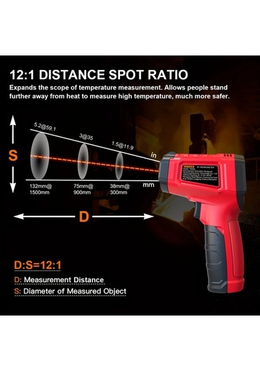 Honeybeeshop Hytaıs Ts600 Sarı Yüksek Hassasiyetli Kızılötesi Termometre -58f 1112f Dijital Ekran Endüstriyel Otomotiv