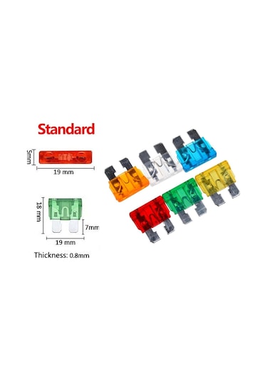 Standart oto Bıçak Sigorta 100 Adet Karışık