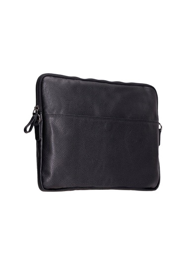 Bloomsleeve Leeds 16" Obsidian Black Hakiki Deri Laptop & Tablet Kılıfı Siyah