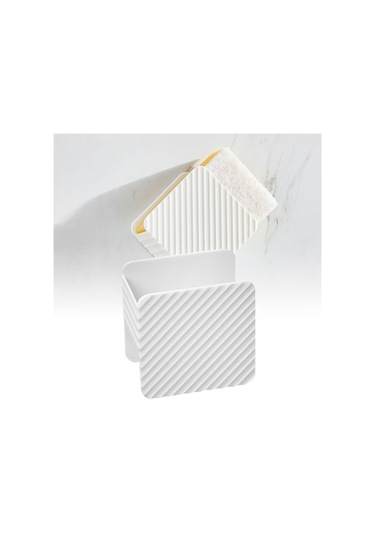 Shineyee Beyaz Duvar Montajlı Mutfak Aletleri Depolama Rafı - Delme Yok Kurulum, Suda Tüpü, Fırça Ve Çelik Teli Topları İçin, Su Akıtma Özelliği İle Hijyenik Korumalı Ps Malzeme Beyaz