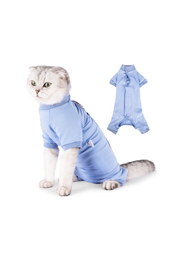 Geeksen Kedi Ameliyat Sonrası Kıyafeti, Yara Koruma Ve Yalama Engelleme, Modal Dokuma, Mavi, Xs Boyutu