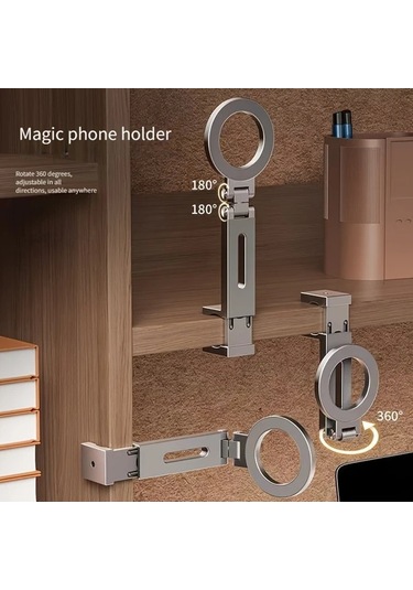 Motion003 30 Ev Gri Ağır Hizmet Manyetik Telefon Tutucu Katlanabilir Dönebilir Abs Plastik M Gri