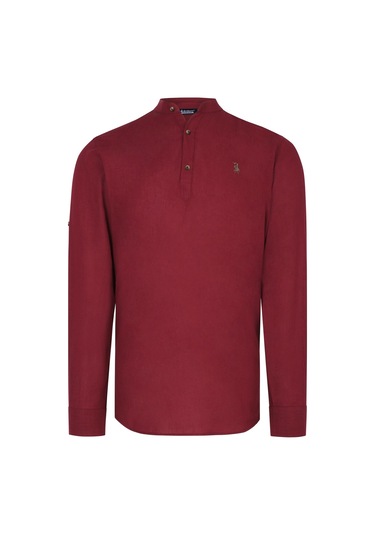 G983 Dewberry Hakim Yaka Erkek Gömlek-bordo Bordo