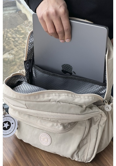 Nemo Group Sırt Çantası Bej Krinkıl Kumaş Suya Dayanıklı Bej