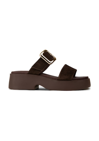 Deery Kadın Hakiki Süet Kahverengi Platform Sandalet - L2506zkhvp01