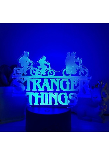 Shao Qinwei Stranger Things Gece Lambası 3d Led İllüzyon Lambası 16 Renk Uzaktan Kumandalı Çocuk Odası Dekorasyonları İçin Işık -- Siyah Koltuk Çok Renkli