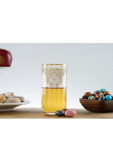 Bohemia Queen  Meşrubat Bardak Amber Mat Altın 6 'Lı