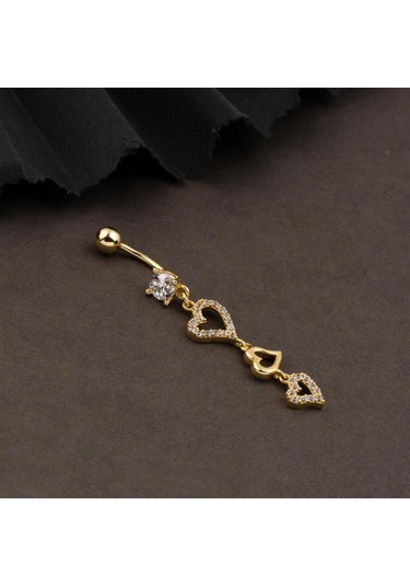 Bilezikci Kalp Sallantılı 14 Ayar Altın Göbek Piercing Sarı