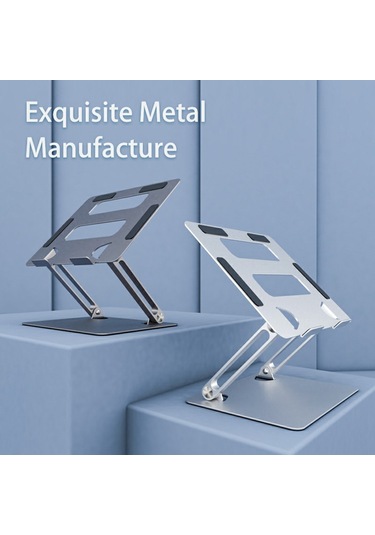 L303 Alüminyum Alaşımlı Ayarlanabilir Tablet Standı, 17,3 İnçe Kadar Cihazlar Katlanabilir Soğutma Dizüstü Bilgisayar Yükselticisi Gümüş