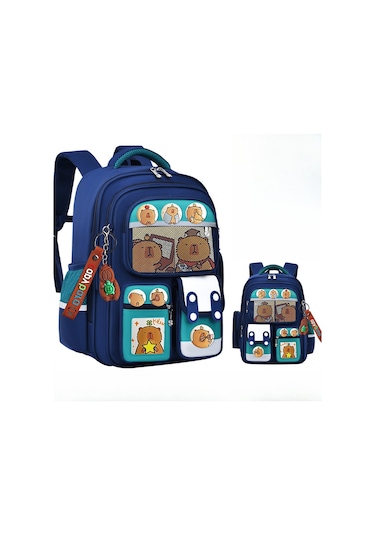 Zilinn 25 Yeni Model Sırt Çantası, İlkokul 2, 3 Ve 6. Sınıf Çocukları İçin Özel Olarak Tasarlanmış, Geniş Kapasiteli Sırt Çantası, Anahtarlık Rozeti İle Birlikte, Çocuk Sırt Çantası, Öğrenciler İçin. Lacivert - Yeşil