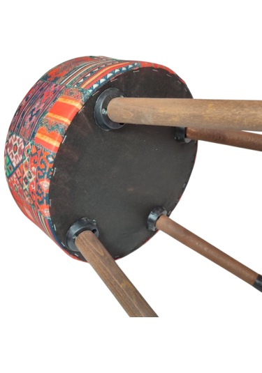 Ustaagac Puf Koltuk Bench Tabure Anadolu Kilim Motif - Ahşap Ayaklı Ceviz