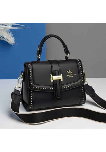 Kadınlar İçin Çantalar Yeni Kadın Çantaları Kadınlar İçin Moda Retro Perçin Kilitli Çapraz Çantalarsiyah Diğer