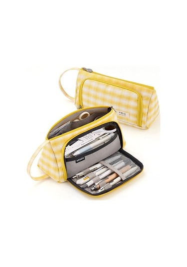 Sevimli Ve Şık Büyük Kapasiteli Okul Kalem Kutusu, Kawaii Tasarımlı Kırtasiye Malzemeleri İçin Kalem Çantası, Renkli Ve Fonksiyonel Kalem Kutuları Sarı