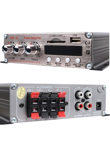 Magicvoice Yw-281l 12 Volt 200 Watt Motosiklet Bluetooth Amfi Usb/sd 4 Kanal Pazarcı - Anfi 154x140x42mm