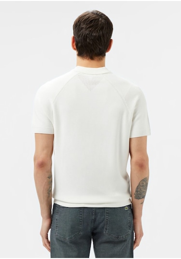 Lacoste Kısa Kollu Polo Yaka Regular Fit Erkek Triko Örme T-shirt Beyaz
